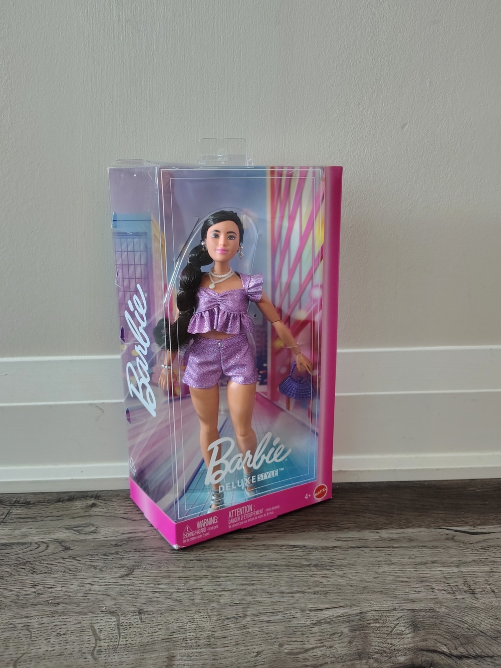 Barbie Deluxe Style in Metallic Purple Top and Sparkly Shorts
